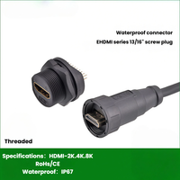 Connecteur étanche avec câble de 2 m, fileté, 4K60HZ, IP67, mâle, coudé droit, boîtier PA66/Silicone