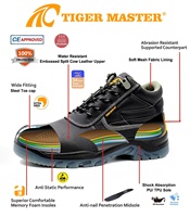 Botas de Seguridad Industriales Tiger Master con Certificación CE, Puntera de Acero, Antipinchazos, Cuero Negro, Suela de TPU Antideslizante y Resistente al Aceite para Hombre
