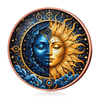 Moneda de Cobre Puro 999 al por Mayor, 1oz, Moneda Conmemorativa de Cobre con Diseño de Luna, Sol, Estrella y Galaxia, para Regalo