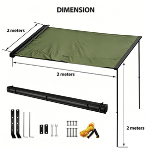 Auvent latéral de voiture en aluminium 2x2m, tente rétractable pour SUV et pick-up avec bande lumineuse LED USB pour <span class=keywords><strong>camping</strong></span> tout-terrain <span class=keywords><strong>4x4</strong></span> - Product Image 1