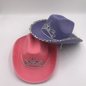 Finestyle <strong>Pink</strong> Bling Cowgirl <strong>Hat</strong> Novelty Child <strong>Pink</strong> <strong>Cowboy</strong> <strong>Hat</strong> With Blinking Tiara - Product Image 4
