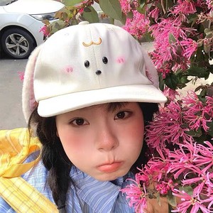 Korean Style Puppy <b>Baseball</b> <b>Cap</b> With Cartoon Ears Blush Color Cotton Canvas Unisex Sunscreen Breathable Outdoor Use - Product Image 4