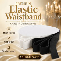 Bande élastique plate KRT KRT-WB3090 en polyester/latex noir tricoté, 4 cm, pour textile de maison, sacs, chaussures, ceintures – Confortable