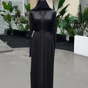 <span class=keywords><strong>Abaya</strong></span> in Raso con Cappuccio per <span class=keywords><strong>Donna</strong></span>, Maniche a Campana, Cintura, Vestito Lungo Musulmano, Abbigliamento Islamico Modesto di Dubai - Product Image 3