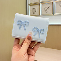 Dompet Mini Lipat Tiga Korea Versi Baru, Segar dan Manis dengan Warna Kontras, Dompet Pendek Kompak untuk Pelajar