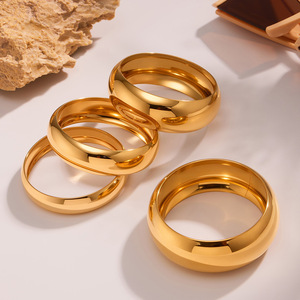 High End 18k PVD Gold Plated Chunky Cambered Surface Simple <strong>Bangle</strong> <strong>Bracelet</strong> Women Trendy Stainless Steel Gifts Wholesale - Product Image 6