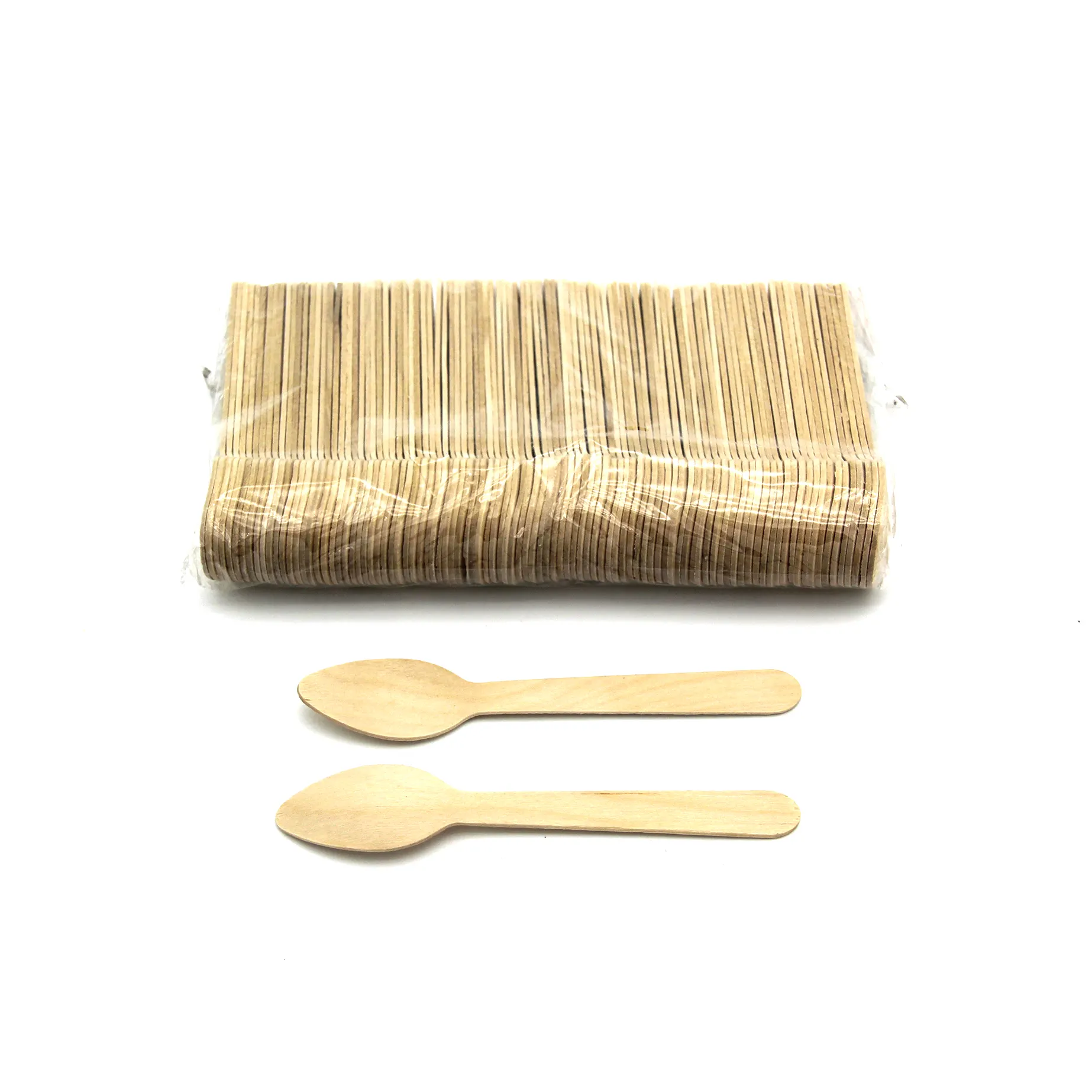 Minicucharas de madera de abedul de grado alimenticio, 10cm, pequeñas cucharas de helado de madera, 100 Uds.