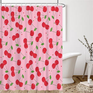<span class=keywords><strong>Rideau</strong></span> de douche imprimé cerise rose fruits esthétique aquarelle Floral coloré <span class=keywords><strong>rideau</strong></span> de douche imperméable pour <span class=keywords><strong>baignoire</strong></span> décor de salle de bain - Product Image 3