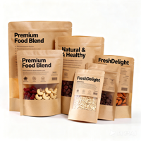 Sacs d'emballage Doypack personnalisés en papier kraft brun avec fermeture éclair, refermables et thermoscellables pour aliments, vente en gros