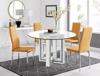 Luxe écrasé diamant miroir Table à manger en verre trempé Table à manger Table à manger meubles de salon décor à la maison Muebles