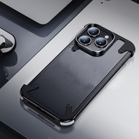 Étui de protection magnétique en métal avec cadre en aluminium et cuir véritable antichoc pour iPhone 15 Pro Max 14 17 16 Coque arrière