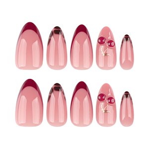 Dropshipping 24 pièces de <span class=keywords><strong>faux</strong></span> <span class=keywords><strong>ongles</strong></span> classiques en PMMA, paillettes dorées, <span class=keywords><strong>cerise</strong></span>, forme amande courte, <span class=keywords><strong>faux</strong></span> <span class=keywords><strong>ongles</strong></span>, <span class=keywords><strong>ongles</strong></span> artificiels, personnalisables 4050 - Product Image 2