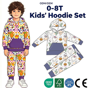 Set di Abbigliamento per Bambini con Stampa <span class=keywords><strong>Halloween</strong></span>, Felpa con Cappuccio a Maniche Lunghe e Pantaloni Jogger in Tessuto Terry di Bambù, Tuta da Ragazzo - Product Image 1