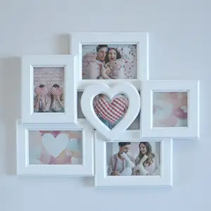 Love 6 Holes Combination Photo Frame Creative Wall Hanging Plastic Photo Frame Couple Stay In Love Photo Frame