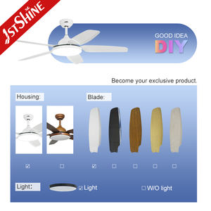 Ventilador de techo LED 1stshine de fábrica, aspas blancas, silencioso ventilador de techo ABS de 52 pulgadas con luz LED y control remoto - Product Image 4