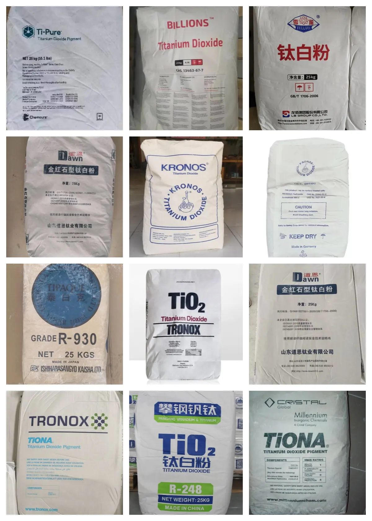 Prix tronox dioxyde de titane pour peinture pigment tio2 r960 dioxyde de titane rutile lomon r996 dioxyde de titane rutile