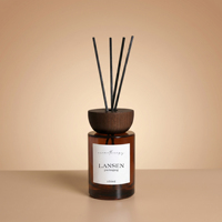Bouteille diffuseur à roseaux en verre ambré de 150 ml avec couvercle en bois, flacon vide rond pour huiles essentielles d'aromathérapie pour parfum d'intérieur