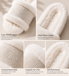 Pantoufles en peluche de luxe pour femmes, pantoufles d'intérieur, douces, chaudes, antidérapantes - Product Image 6