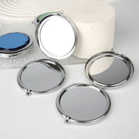 Miroir pliant compact en métal double face avec logo gravé au laser, idéal pour la promotion, personnalisable avec votre marque (Private Label)