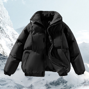 Veste en molleton pour homme personnalisée avec logo ODM, décontractée, coupe-vent, à fermeture éclair, à capuche, longue, couleur unie, en spandex/fibre de bambou - Product Image 1