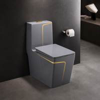 WC en céramique carré gris minimaliste moderne, WC à double chasse siphonique