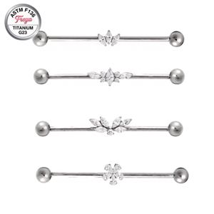 Vente en gros de bijoux de mode pour piercing d'<span class=keywords><strong>oreille</strong></span> en Titane ASTM-F136 G23 à filetage externe, type barbell industriel pour cartilage et pont d'<span class=keywords><strong>oreille</strong></span> - Product Image 4