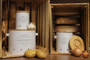 Récipient de stockage Lot de 3 avec couvercle en bambou de haute qualité <span class=keywords><strong>Pot</strong></span> à pommes de terre <span class=keywords><strong>oignon</strong></span> ail pour élégant <span class=keywords><strong>oignon</strong></span> longue durée de conservation - Product Image 2