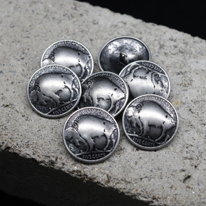 Classique Western Fashion Bull Pattern Conchos Gravé Boutons En Métal Lavable Vêtements En Cuir Accessoire Tige - Product Image 4