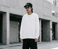 Sweat-shirt à col rond surdimensionné pour homme, en coton molletonné lourd, couleur anthracite, chaud et doux, pour l'automne et l'hiver, à porter au quotidien