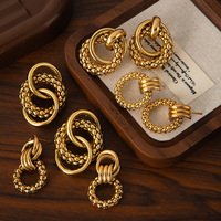 Boucles d'oreilles surdimensionnées plaquées or 18 carats EH159, boucles d'oreilles en acier inoxydable, bijoux d'oreille tendance pour femmes, mode de luxe