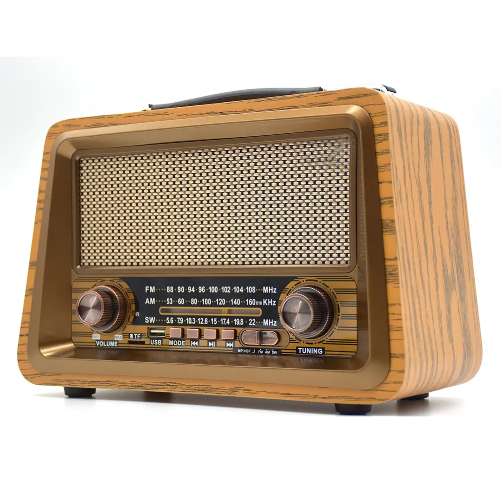 Tragbares Retro Multi Band Real Holz wiederauf lad bares Radio mit drahtlosem Link USB TF Mp3 Player Lautsprecher Am FM Radio