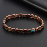 Bracelet magnétique en alliage de cuivre X-Link avec cabochon en pierre dorée, turquoise, rubis, vert – Bijoux pour hommes et femmes – Vente en gros, personnalisé, OEM