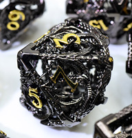 Dadu Polihedral Logam Set Dadu DND, Dadu Permainan Peran Berongga Motif Naga, Kustom Produsen untuk Permainan Papan D&D-MTE12
