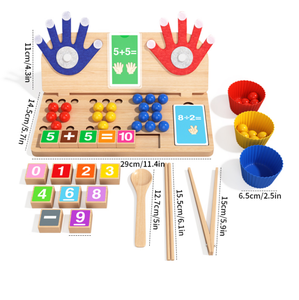 Jeu de comptage Montessori, jouet d'apprentissage des mathématiques pour enfants, jouet éducatif précoce, perles à clipser, jouet en bois pour la coordination œil-main des enfants - Product Image 6