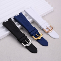 Bracelet de montre en caoutchouc FKM 25mm compatible avec les bracelets en caoutchouc multicolores Patek Philipp Nautilus avec boucle Tang