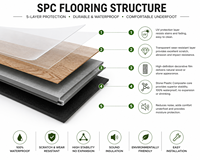 Revêtement de sol SPC insonorisé, imperméable et ignifuge, à emboîtement, vinyle commercial à clipser pour appartement, OEM