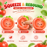 Jouet anti-stress en PU en forme de tomate mignon, à presser, avec rebond rapide, boîte de présentation, couleurs assorties, pour les enfants de 5 à 7 ans