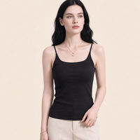 Débardeur Thermique Femme Automne Hiver Épaissi Sans Coutures avec Coussinets de Soutien-Gorge Intégrés Bretelles Fines Laine Polaire Push-up Usage Quotidien