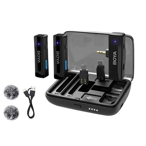 Boyalink sans fil Lavalier revers Microphone pour I phone <span class=keywords><strong>Android</strong></span> Dslr caméra Youtube Live Streaming <span class=keywords><strong>enregistrement</strong></span> <span class=keywords><strong>Audio</strong></span> pour Bo ya - Product Image 1