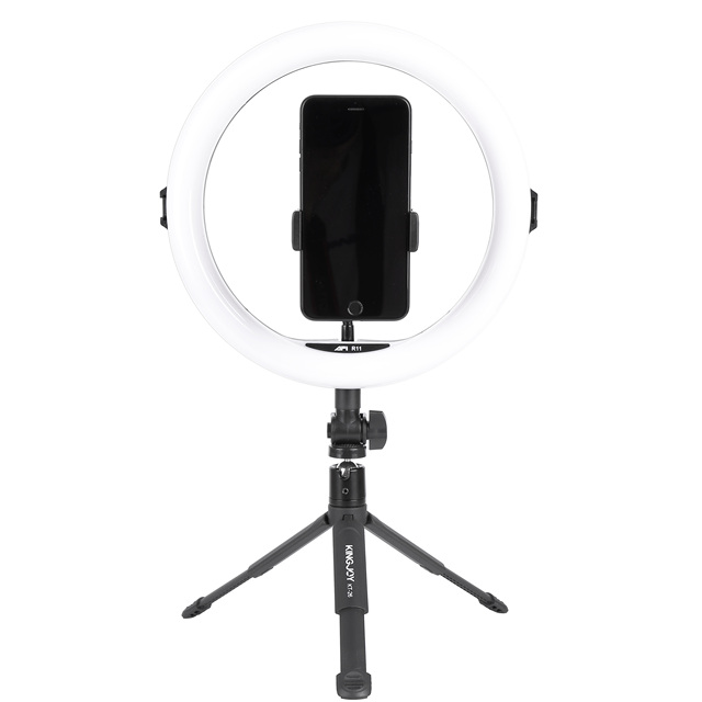 Kingjoy 10 Inch LED Selfie Ring Light Adjustable Color Temperature Plastic USB Powered Tabletop Tripod Stand Phone Holder