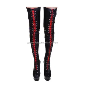 Botas de goma de tacón alto para mujer, botas de látex de 1MM, fetiche de goma, Cosplay de Anime, OEM, personalizadas - Product Image 1
