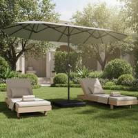 Parasol de Luxe Moderne Double Face Pliable et Étanche Anti-UV pour Extérieur avec Mécanisme de Levage à Manivelle en Fer Robuste et Inclinaison Automatique