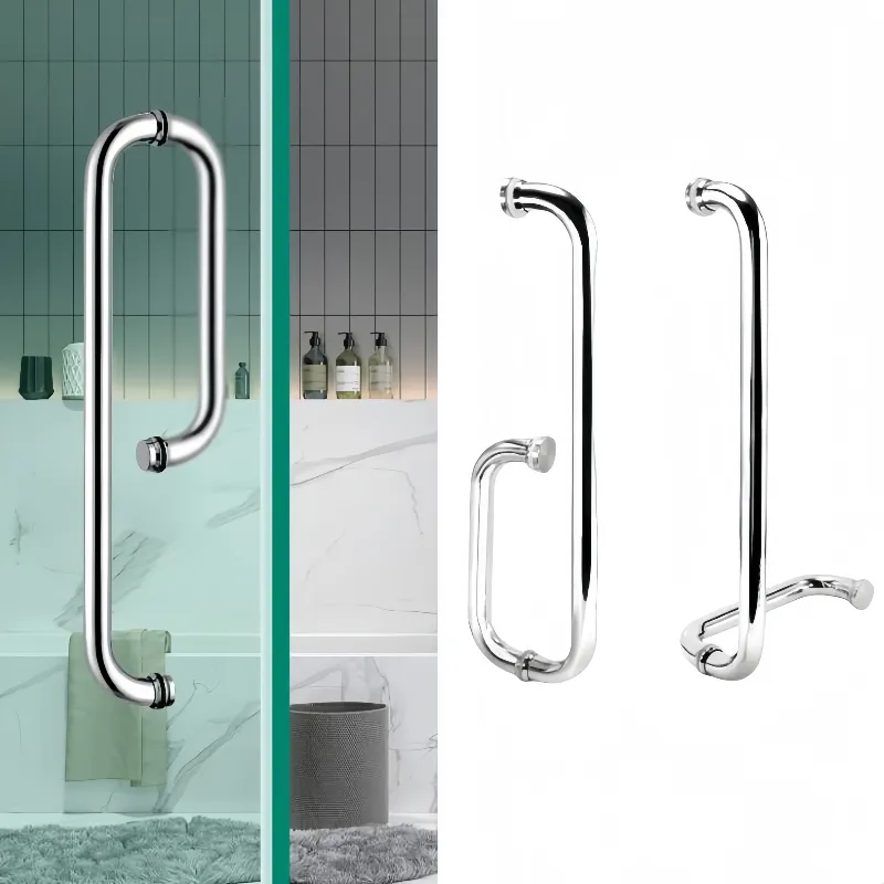 Kensharp High Quality Stainless steel 304 Handles Bathroom L Shape Shower Door Handle Wall mounting Tower Bar