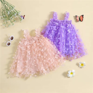 Vestido de Tul con Diseño de Hada para Niñas, Sin Mangas, para Actuaciones, Verano, con Detalles Florales y Mariposas, Antiarrugas - Product Image 4