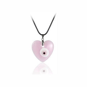 Collar de Ojo Turco con Diseño de Corazón Rosa y Cristal, Nuevo Diseño al por Mayor 2025, Collar con Colgante de Gota Redonda de Ojo Azul - Product Image 3