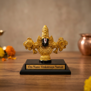 Idole de Lord Venkateswara Swamy en finition dorée, 3,94 pouces, Murti de Tirupati Balaji pour la maison, le temple, le bureau, le tableau de bord de la voiture et la décoration - Product Image 5