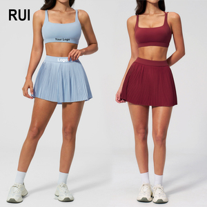 Robe de tennis personnalisée RUIQUWIN 2026 pour femme avec short, jupe plissée, sans manches, ensemble 2 pièces pour yoga et golf, tenue de sport d'été - Product Image 1