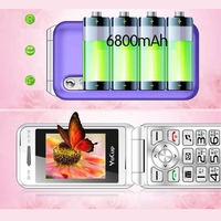 Teléfono con tapa para mujer, 2022 pulgadas, 2,4 mAh, compatible con FM, linternas, MP3, teclas grandes, batería GSM, novedad de 6800