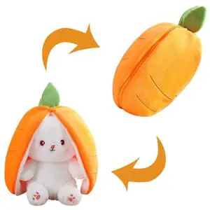 Brinquedo de pelúcia reversível de pelúcia macio para coelho e cenoura personalizado kawaii