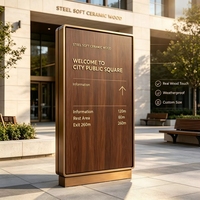 Panneau Totem Extérieur en Acier Inoxydable à Texture Bois Naturel Écologique, Panneau de Guidage Directionnel pour Parc Scénique, Personnalisé, Résistant aux Intempéries IP65